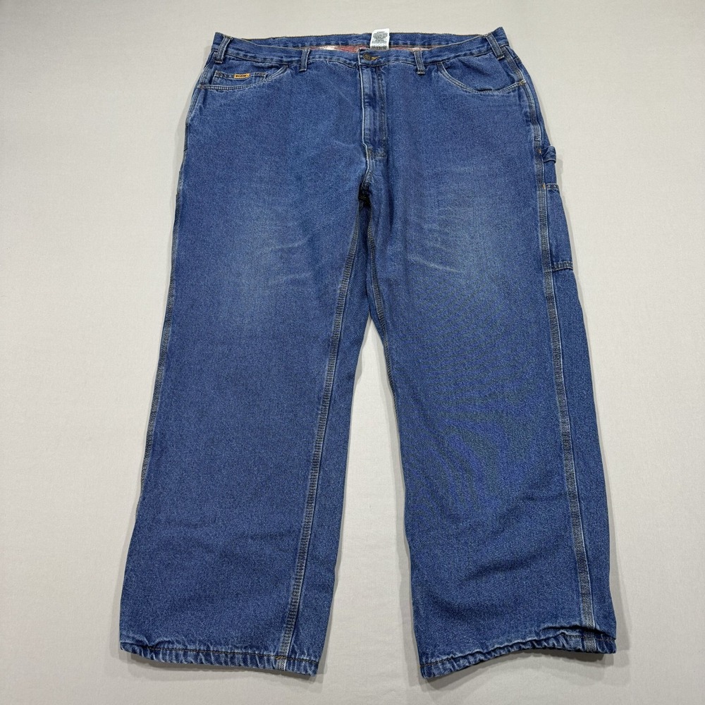 Berne Jeans Mens 46x30 Blue Lined Carpenter Straight Medium Wash Denim Workwear